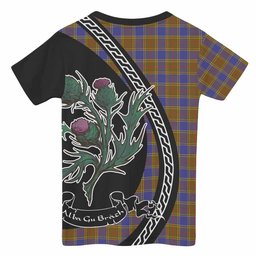 ScotsTee Shop Scottish Balfour Family Crest Tartan Cotton T-shirt Alba Thistle Inspired