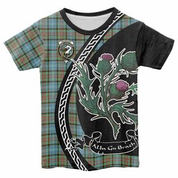 ScotsTee Shop Scottish Brisbane Family Crest Tartan Cotton T-shirt Alba Thistle Inspired