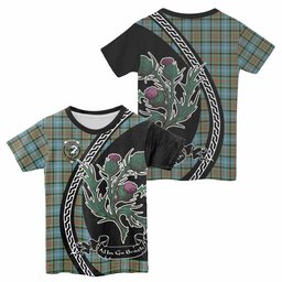 ScotsTee Shop Scottish Brisbane Family Crest Tartan Cotton T-shirt Alba Thistle Inspired