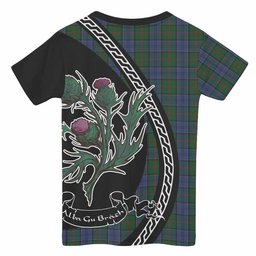 ScotsTee Shop Scottish Colquhoun Family Crest Tartan Cotton T-shirt Alba Thistle Inspired