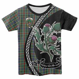 ScotsTee Shop Scottish Bisset Family Crest Tartan Cotton T-shirt Alba Thistle Inspired