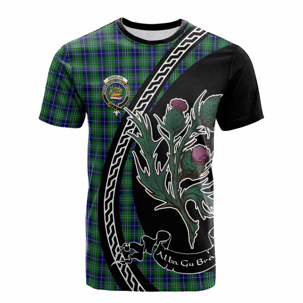 ScotsTee Shop Scottish Douglas Family Crest Tartan Cotton T-shirt Alba Thistle Inspired