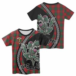 ScotsTee Shop Scottish Chisholm Family Crest Tartan Cotton T-shirt Alba Thistle Inspired