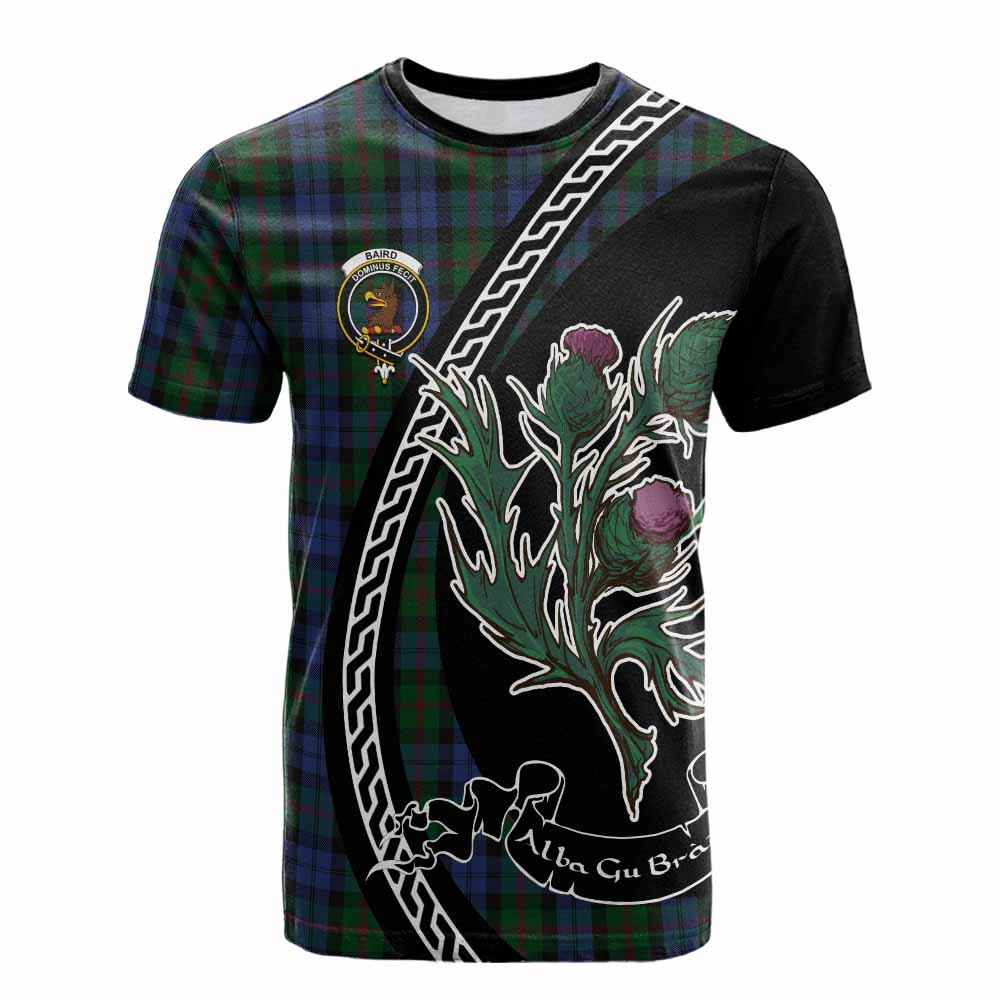 ScotsTee Shop Scottish Baird Family Crest Tartan Cotton T-shirt Alba Thistle Inspired
