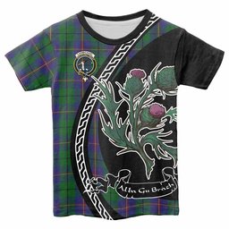 ScotsTee Shop Scottish Carmichael Family Crest Tartan Cotton T-shirt Alba Thistle Inspired