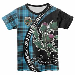 ScotsTee Shop Scottish Clergy Family Crest Tartan Cotton T-shirt Alba Thistle Inspired