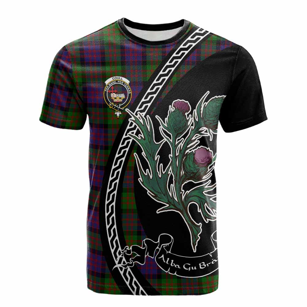 ScotsTee Shop Scottish Coull Family Crest Tartan Cotton T-shirt Alba Thistle Inspired