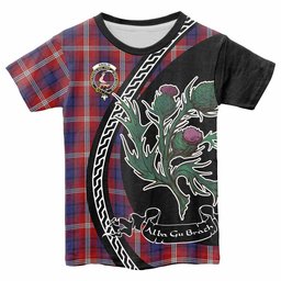 ScotsTee Shop Scottish Ainslie Family Crest Tartan Cotton T-shirt Alba Thistle Inspired