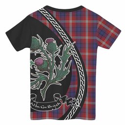 ScotsTee Shop Scottish Ainslie Family Crest Tartan Cotton T-shirt Alba Thistle Inspired