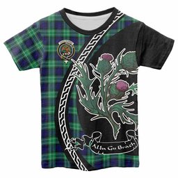 ScotsTee Shop Scottish Abercrombie Family Crest Tartan Cotton T-shirt Alba Thistle Inspired