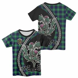 ScotsTee Shop Scottish Abercrombie Family Crest Tartan Cotton T-shirt Alba Thistle Inspired