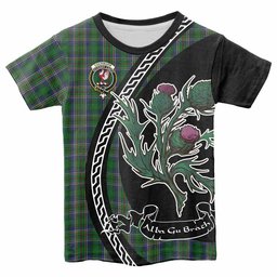 ScotsTee Shop Scottish Cockburn Family Crest Tartan Cotton T-shirt Alba Thistle Inspired