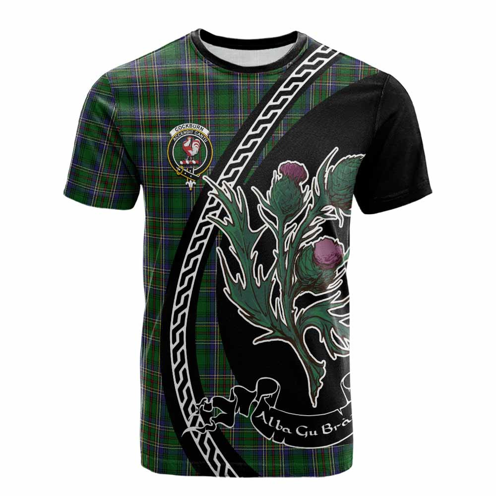 ScotsTee Shop Scottish Cockburn Family Crest Tartan Cotton T-shirt Alba Thistle Inspired