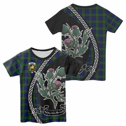 ScotsTee Shop Scottish Campbell Family Crest Tartan Cotton T-shirt Alba Thistle Inspired