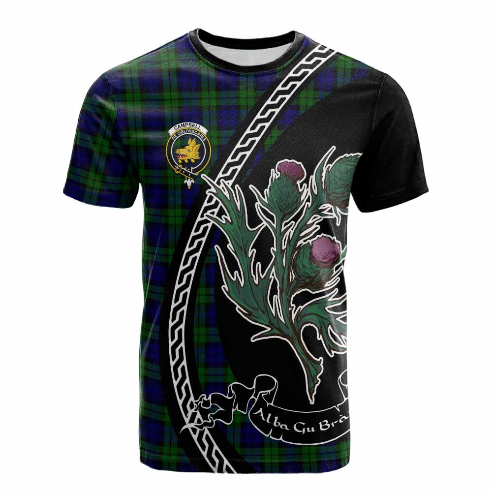 ScotsTee Shop Scottish Campbell Family Crest Tartan Cotton T-shirt Alba Thistle Inspired
