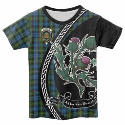 ScotsTee Shop Scottish Mackenzie (Mckenzie) Family Crest Tartan Cotton T-shirt Alba Thistle Inspired