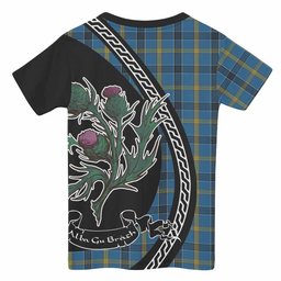 ScotsTee Shop Scottish Laing Family Crest Tartan Cotton T-shirt Alba Thistle Inspired