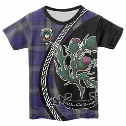 ScotsTee Shop Scottish Kinnaird Family Crest Tartan Cotton T-shirt Alba Thistle Inspired