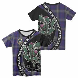 ScotsTee Shop Scottish Kinnaird Family Crest Tartan Cotton T-shirt Alba Thistle Inspired