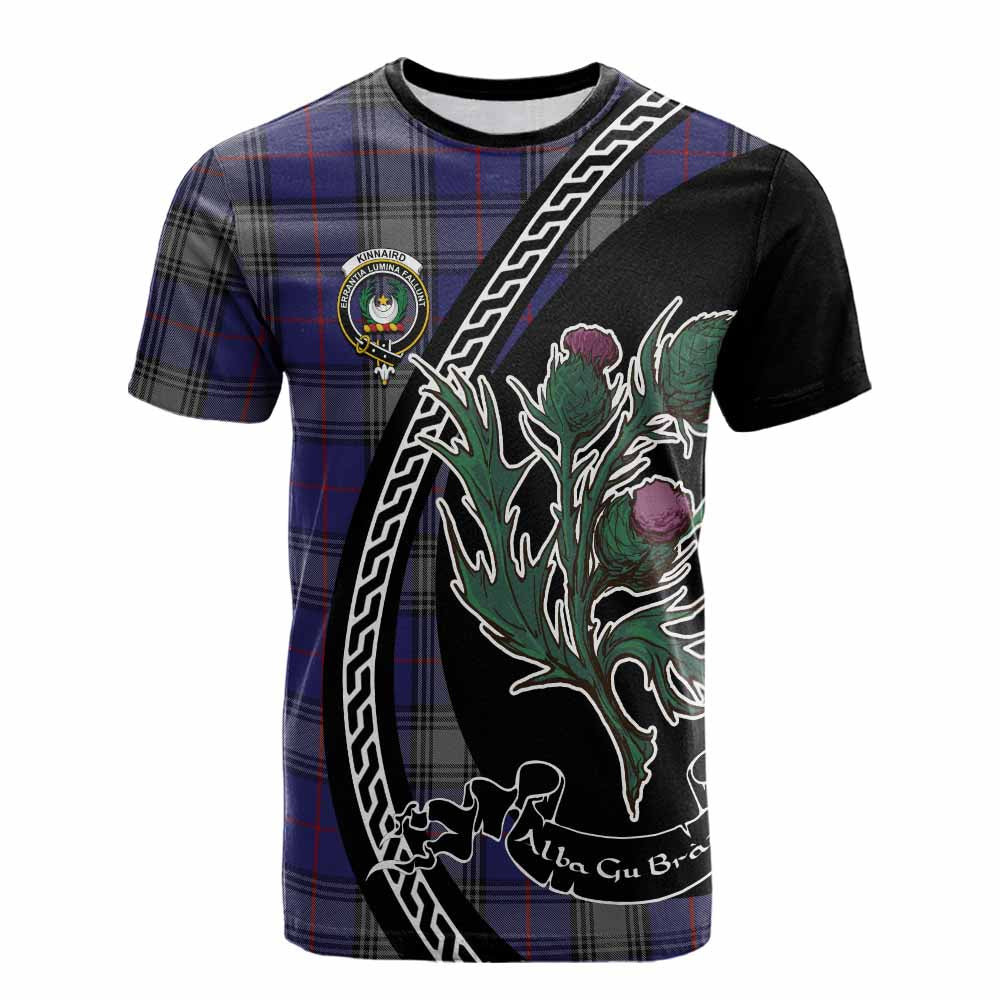 ScotsTee Shop Scottish Kinnaird Family Crest Tartan Cotton T-shirt Alba Thistle Inspired