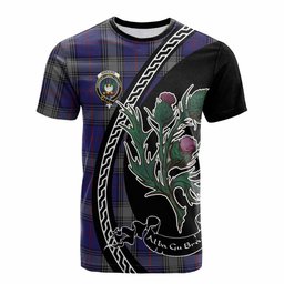 ScotsTee Shop Scottish Kinnaird Family Crest Tartan Cotton T-shirt Alba Thistle Inspired