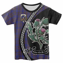 ScotsTee Shop Scottish Elliot Family Crest Tartan Cotton T-shirt Alba Thistle Inspired