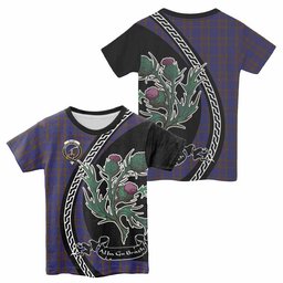 ScotsTee Shop Scottish Elliot Family Crest Tartan Cotton T-shirt Alba Thistle Inspired