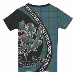 ScotsTee Shop Scottish Lockhart Family Crest Tartan Cotton T-shirt Alba Thistle Inspired