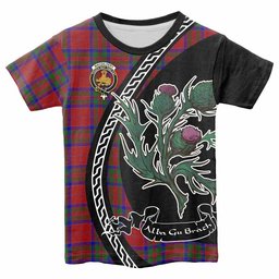 ScotsTee Shop Scottish MacGilvery (McGilvery) Family Crest Tartan Cotton T-shirt Alba Thistle Inspired