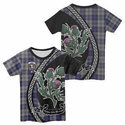 ScotsTee Shop Scottish Napier Family Crest Tartan Cotton T-shirt Alba Thistle Inspired