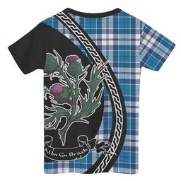 ScotsTee Shop Scottish Hutton Family Crest Tartan Cotton T-shirt Alba Thistle Inspired