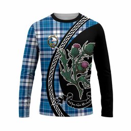 ScotsTee Shop Scottish Hutton Family Crest Tartan Cotton T-shirt Alba Thistle Inspired