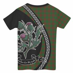 ScotsTee Shop Scottish Menzies Family Crest Tartan Cotton T-shirt Alba Thistle Inspired