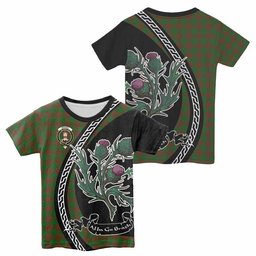ScotsTee Shop Scottish Menzies Family Crest Tartan Cotton T-shirt Alba Thistle Inspired