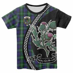ScotsTee Shop Scottish Forbes Family Crest Tartan Cotton T-shirt Alba Thistle Inspired