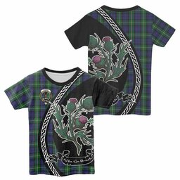 ScotsTee Shop Scottish Forbes Family Crest Tartan Cotton T-shirt Alba Thistle Inspired