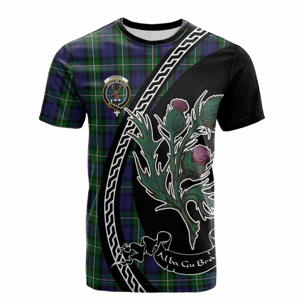 ScotsTee Shop Scottish Forbes Family Crest Tartan Cotton T-shirt Alba Thistle Inspired