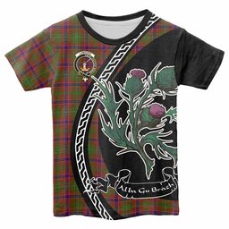 ScotsTee Shop Scottish Lumsden Family Crest Tartan Cotton T-shirt Alba Thistle Inspired