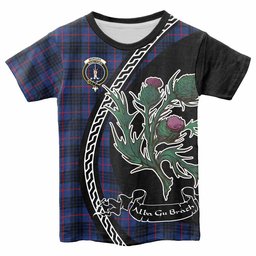 ScotsTee Shop Scottish Morgan Family Crest Tartan Cotton T-shirt Alba Thistle Inspired