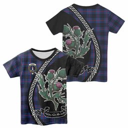 ScotsTee Shop Scottish Morgan Family Crest Tartan Cotton T-shirt Alba Thistle Inspired