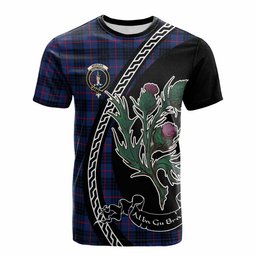 ScotsTee Shop Scottish Morgan Family Crest Tartan Cotton T-shirt Alba Thistle Inspired