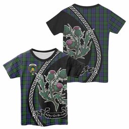 ScotsTee Shop Scottish Dundas Family Crest Tartan Cotton T-shirt Alba Thistle Inspired