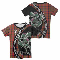 ScotsTee Shop Scottish Hepburn Family Crest Tartan Cotton T-shirt Alba Thistle Inspired