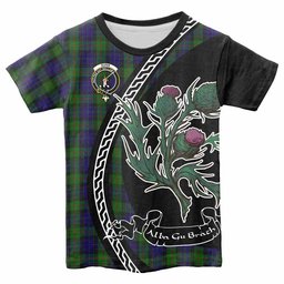 ScotsTee Shop Scottish Gunn Family Crest Tartan Cotton T-shirt Alba Thistle Inspired