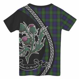 ScotsTee Shop Scottish Gunn Family Crest Tartan Cotton T-shirt Alba Thistle Inspired