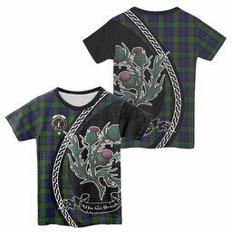 ScotsTee Shop Scottish Gunn Family Crest Tartan Cotton T-shirt Alba Thistle Inspired