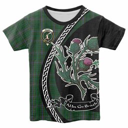 ScotsTee Shop Scottish MacRae (McRae) Family Crest Tartan Cotton T-shirt Alba Thistle Inspired