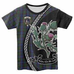 ScotsTee Shop Scottish Fletcher Family Crest Tartan Cotton T-shirt Alba Thistle Inspired