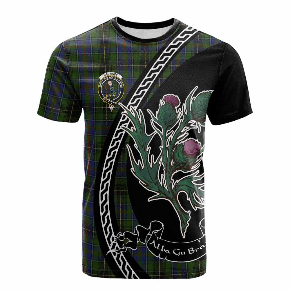 ScotsTee Shop Scottish MacInnes (McInnes) Family Crest Tartan Cotton T-shirt Alba Thistle Inspired