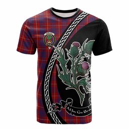 ScotsTee Shop Scottish Hamilton Family Crest Tartan Cotton T-shirt Alba Thistle Inspired